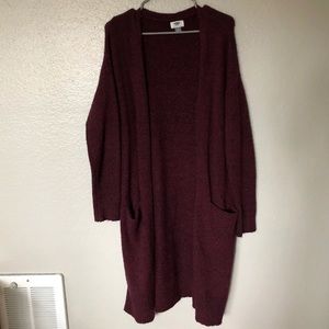 Maroon Boucle Cardigan